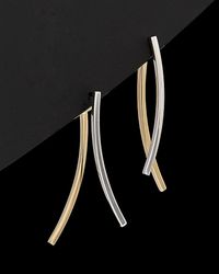 Italian Gold - 14k Two-tone Curved Bar Earrings - Lyst