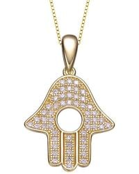 Genevive Jewelry - 14k Over Silver Cz Love Pendant - Lyst
