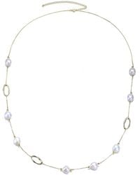 Genevive Jewelry - 18k Over Silver Freshwater Pearl Necklace - Lyst