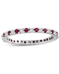Suzy Levian - 14k 0.55 Ct. Tw. Diamond & Ruby Eternity Ring - Lyst