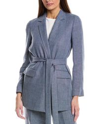 Lafayette 148 New York - Belted Longline Linen & Wool-Blend Blazer - Lyst