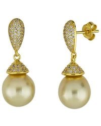 Belpearl - Plated 10Mm Pearl Cz Dangle Earrings - Lyst