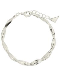 Sterling Forever - Rhodium Plated Oakley Braided Herringbone Chain Bracelet - Lyst