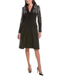 Teri Jon - Crepe Pearl Floral Applique Blazer Dress - Lyst