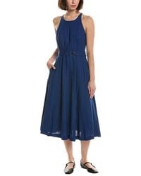 DKNY - Belted Linen-Blend Dress - Lyst