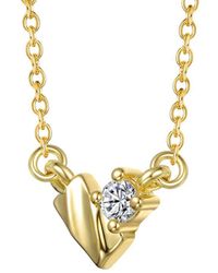 Genevive Jewelry - 14K Diamond Cz Chain Necklace - Lyst