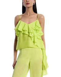 BCBGMAXAZRIA - Linen-Blend Flounce Cami - Lyst