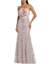 Mac Duggal - Strapless Beaded Applique Mermaid Gown With Flower - Lyst