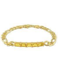 Rina Limor Gold Over Silver 3.00 Ct. Tw. Citrine Birthstone Link Bracelet - Metallic