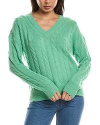 Forte - Fashioned Cable V-Neck Cashmere Sweater - Lyst