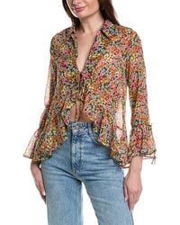 Dress Forum - Flower Bed Ruffled Tie-Front Blouse - Lyst