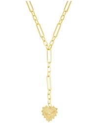 Adornia - 14K Plated Cz Jagged Heart Mixed Link Y Necklace - Lyst