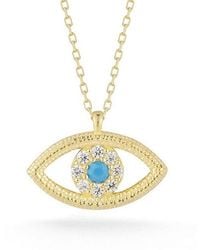 Sphera Milano - 14k Over Silver Cz Evil Eye X Heart Necklace - Lyst
