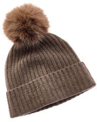 Amicale Cashmere - Cable Detail Rib Cuffed Cashmere Hat - Lyst