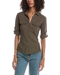 James Perse - 3/4-Sleeve Paneled Shirt - Lyst