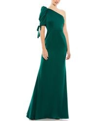Mac Duggal - Satin One Shoulder Puff Sleeve Trumpet Gown - Lyst