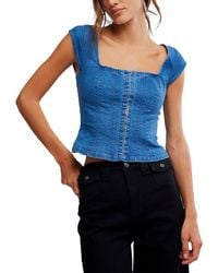 Free People - Marilyn Denim Top - Lyst