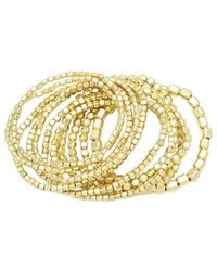 Adornia - Set Of 10 Golden Bead Stretch Bracelets - Lyst