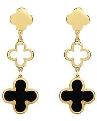 Italian Gold - 14K Onyx Clover Dangle Earrings - Lyst