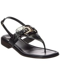 Ferragamo - Lula Croc-Embossed Leather Sandal - Lyst