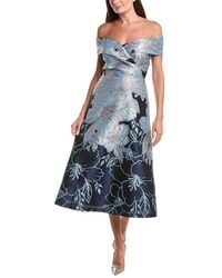Teri Jon - Metallic Jacquard Floral Off-Shoulder Fit N Flare Midi Dress - Lyst