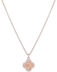 Adornia - 14K Rose Plated Cz Button Clover Halo Necklace - Lyst