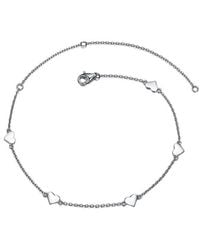 Genevive Jewelry - Silver Cz Heart Charm Ankle Bracelet - Lyst
