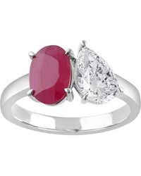 Lab Grown Diamonds - 14K 3.00 Ct. Tw. Lab-Grown Diamond & Lab-Grown Ruby 2 Stone Solitaire Ring - Lyst