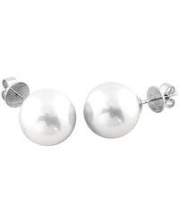 Splendid - Rhodium Plated Silver 13-14mm Freshwater Pearl Studs - Lyst