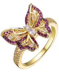 Rachel Glauber - 14k Plated Cz Butterfly Ring - Lyst