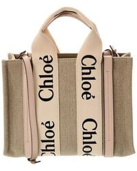 Chloé - Woody Small Canvas & Leather Tote - Lyst