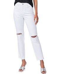 PAIGE - Noella Soft Ecru Destructed High-rise Relaxed Straight Leg Jean - Lyst