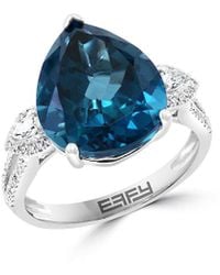 Effy Fine Jewelry - 14K 9.38 Ct. Tw. Diamond & London Topaz Ring - Lyst