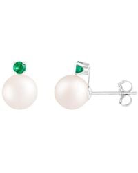 Splendid - Vermeil Emerald 7-7.5mm Pearl Earrings - Lyst