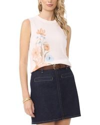 Vince Camuto - Placed Print Linen-Blend Tank - Lyst