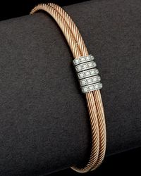 Italian Gold Over Silver - 18k Over Silver 0.30 Ct. Tw. Diamond Cuff - Lyst