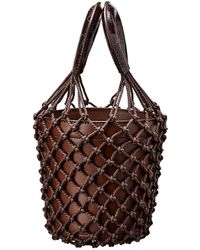 STAUD Moreau Netted Leather Bucket Bag - Brown