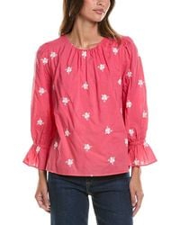 Cece - Shirred Neck Ruffle Sleeve Top - Lyst