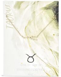 Sterling Forever - Rhodium Plated Taurus Pendant Necklace - Lyst