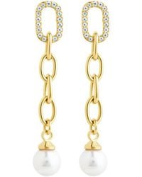 Sterling Forever - 14K Plated Cz Daphne Chain Drop Stud Earrings - Lyst