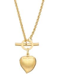 Italian Gold - 18K Semi Solid Rope Chain Puffed Heart Toggle Necklace - Lyst