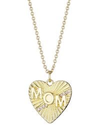 Adornia - 14K Plated Cz Fluted Heart Mom Necklace - Lyst