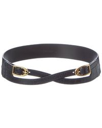 J.McLaughlin - Jimena Croc-Embossed Suede & Leather Belt - Lyst