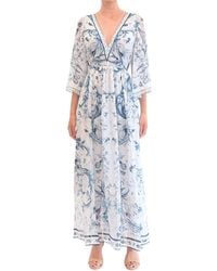 Marchesa - Gathered Silk Chiffon Maxi Dress - Lyst