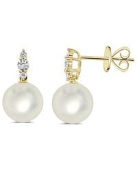 Sabrina Designs - 14k 0.19 Ct. Tw. Diamond & Pearl Dangle Earrings - Lyst