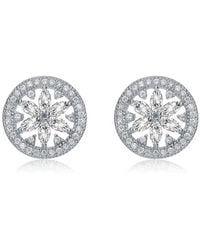 Genevive Jewelry - Silver Cz Halo Wreath Earrings - Lyst