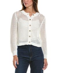 Cece - Texture Mesh Long Sleeve Cardigan - Lyst