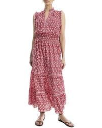 Max Studio Smocked Empire Waist Maxi Dress in White | Lyst