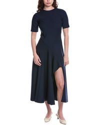 Oscar de la Renta - Wave Detail Stretch Wool-Blend Maxi Dress - Lyst