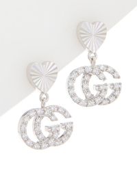 Gucci White Gold 0.17 Ct. Tw. Diamond Running G Earrings - Metallic
